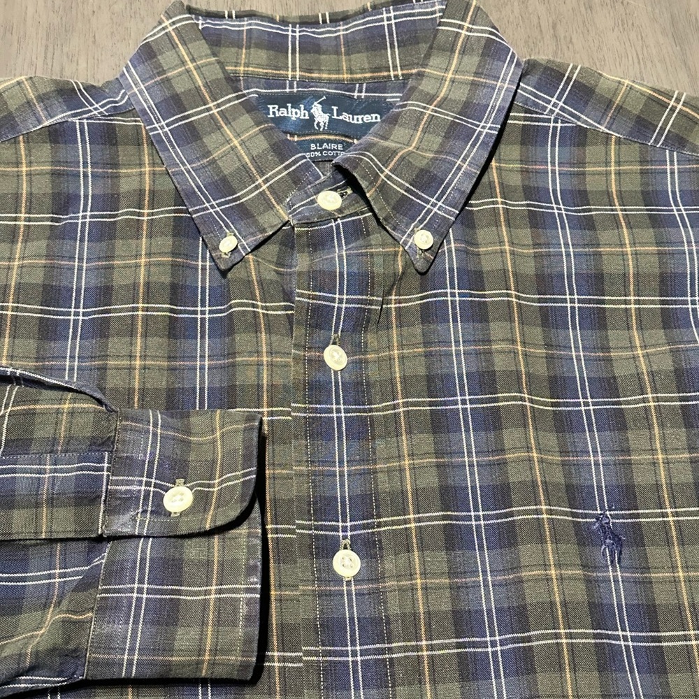 Ralph Lauren Mens Plaid Blaire Button Down Shirt Size XL
